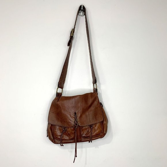 KOOBA ANNIE Brown Leather Lace Corset Messenger Bag OS - Picture 2 of 15